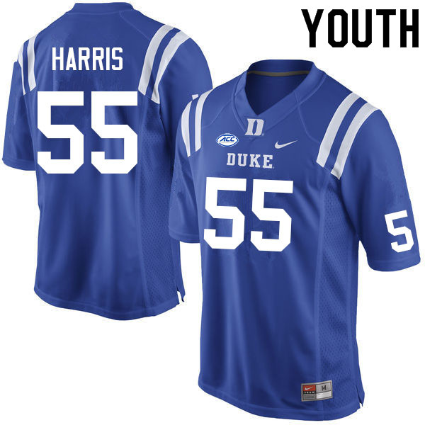 Youth #55 Andre Harris Duke Blue Devils College Football Jerseys Sale-Blue - Click Image to Close